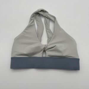 Fabletics Grey Twist Front Keyhole Cross Back Sports Bra S Small